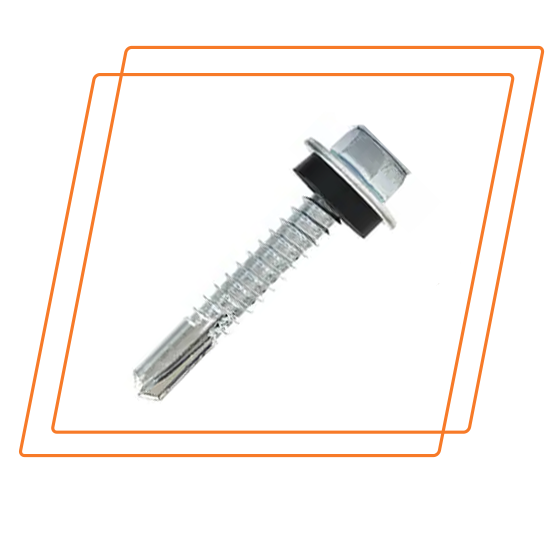 Zinc Hex Head Self Drilling Screw             With Black EPDM Washer