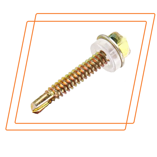 Yellow Zinc Hex Head Self Drilling Screw       With Transparent PVC Sigle Washer
