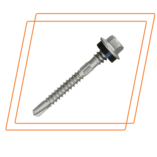 Hex Flange head Double thread Drilling Screw                 With Blue Line Epdm Washer