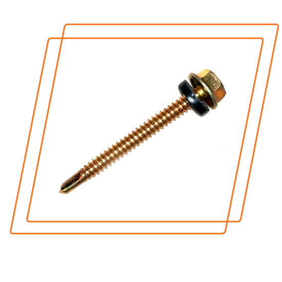 Yellow Zinc Hex Head Self Drilling Screw         With Black Epdm Sigle Washer