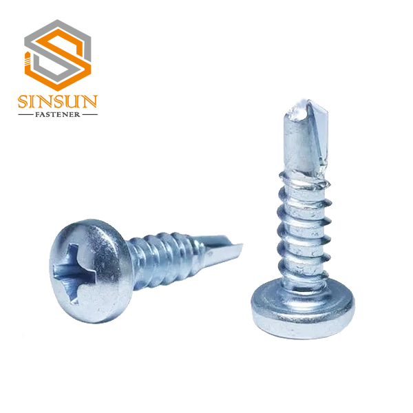 Self-Drilling Phillips Pan Head screws are made of steel and feature a zinc finish