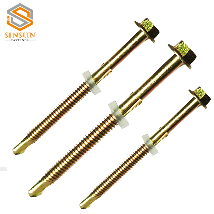 Hex  self drilling screw with wing