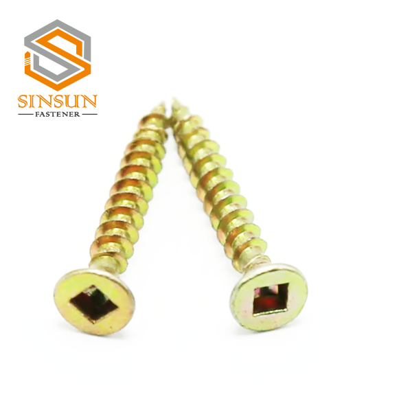Yellow Passivated square  double CSK head wood chipboard Screw