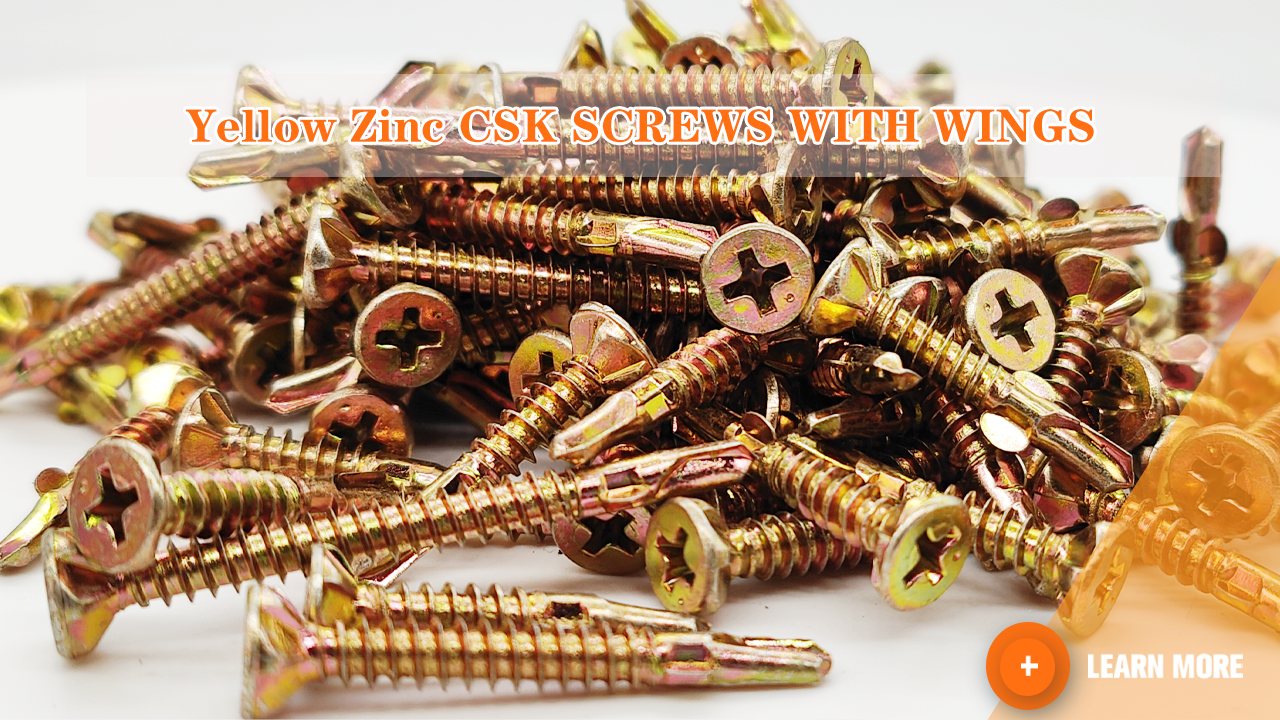 Yellow Zinc CSK SCREWS WITH WINGS