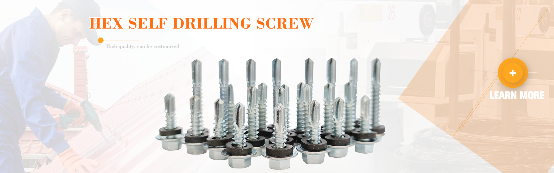 Hex washer head self drilling screw with black epdm washer