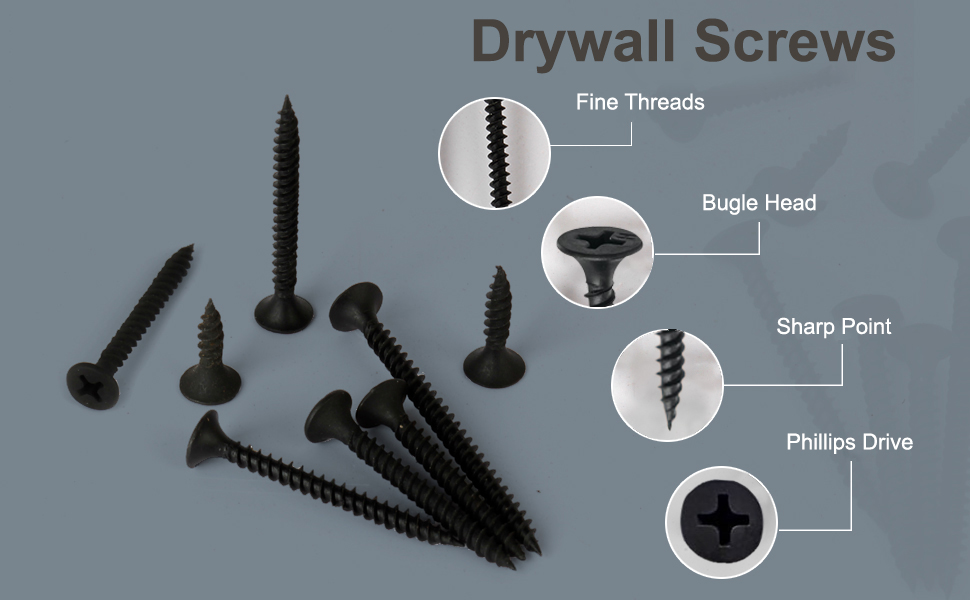 black gypsum drywall screw
