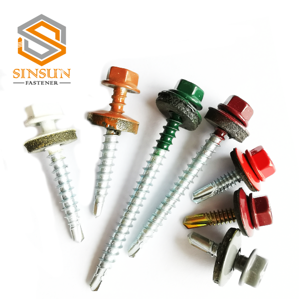 Hex Head Self Drilling Screws with Color Painted Head