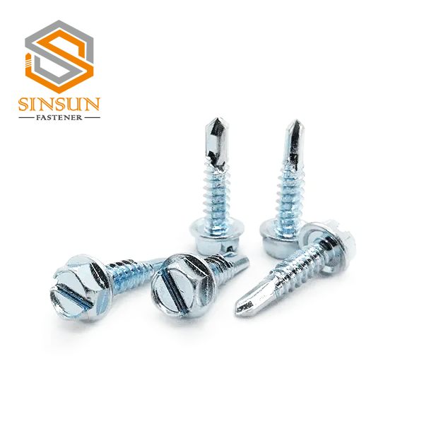 The hex washer head or hex flanged head self tapping screws also called roofing screws, with an additional metal washer bonded with EPDM washer